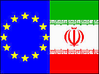 پرچمهای ایران و اتحادیه اروپا