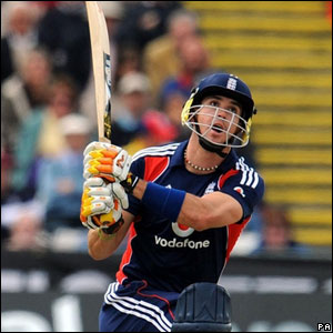 Kevin Pietersen plays a left-handed shot at Chester-le-Street