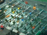 Overhead view of the table football
