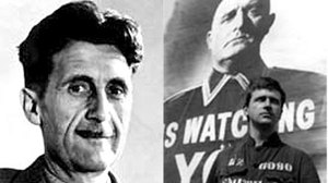 George Orwell - a'r Brawd Mawr fel y'i darluniwyd mewen ffilm.