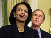 George Bush ve Condoleezza Rice