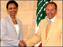Condoleeza Riceová a libanonský prezident Lahúd