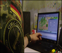 Soldier at computer screen