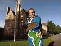 Andy wearing the Derbyshire flag