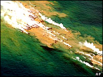 Imagem aérea do vulcão