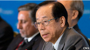 博鳌亚洲论坛理事长、日本前首相福田康夫在会员大会上发言