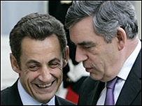 निकोलस सारकोज़ी और गॉर्डन ब्राउन