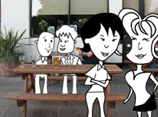 Michal, Tim, Helen and Alice at the pub