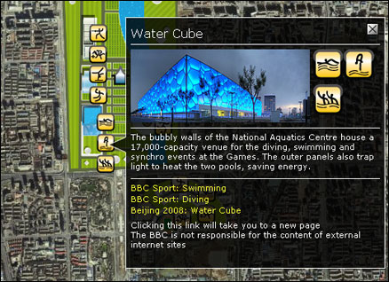 Screengrab of section of Olympic map