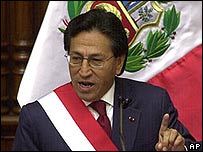 O presidente do Peru, Alejandro Toledo