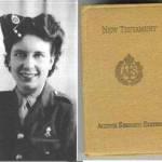 Patricia Hooper (nee Willams) and her New Testament which was presented to the ATS women of 671 Battery before D-Day. (Not everyone was issued with these, only those in active zones.) Patricia Hooper (nee Willams) and her New Testament which was presented to the ATS women of 671 Battery before D-Day. (Not everyone was issued with these, only those in active zones.)