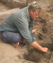 Christian, a Danish archaeologist, excavates the fireplaces