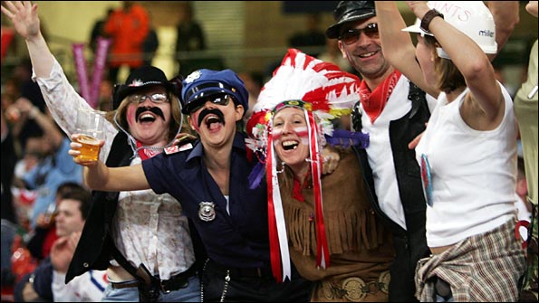 Fans get into the party spirit in Cardiff
