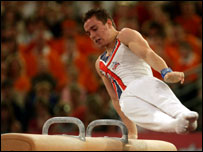 Daniel Keatings on the pommel horse