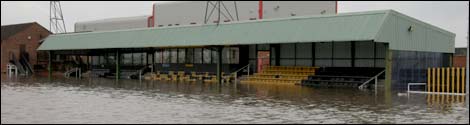 Flooding at Gloucester City AFC's Meadow Park home