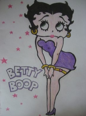 Betty Boop in colouring pencil