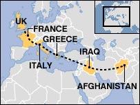 نفشه مسير مهاجران