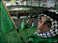 Candidato do Hamas em comício em Hebron, na Cisjordânia