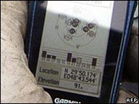 Leitura de GPS do local fornecida pelos britânicos