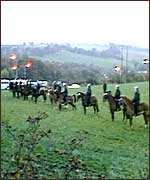 Mounted police at Denby Grange pit