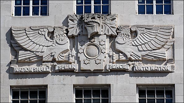 BBC crest outside Broadcasting House