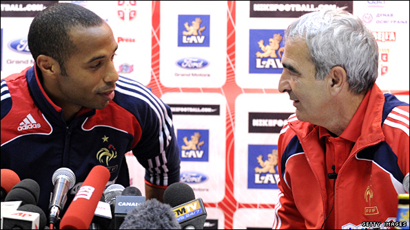 Raymond Domenech and Thierry Henry