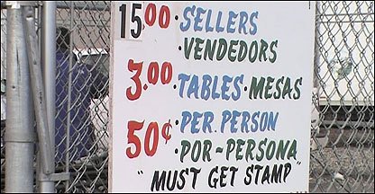 Tabela de preços em mercado de Pasco