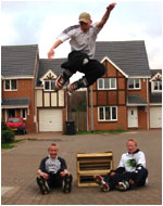 Skating in the street.