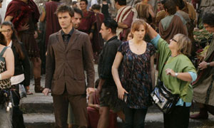 Behind the scenes: David Tennant as the Doctor and Catherine Tate as Donna filming Doctor Who in Rome
