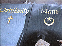 Slates in the multi-faith garden at Chelsea