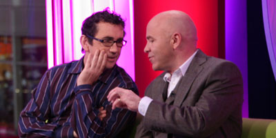 Phil and Dom having a chat when the cameras were not rolling