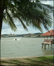 Houses built on stilts on top of the Brunei River