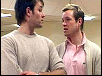 Trevor Jary and Adam Rickitt in rehearsals
