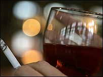 Glass of wine and night life