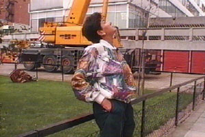 Jennifer admires some giant machinery