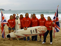 The GB team flying the flag on Newquay's Fistral Beach