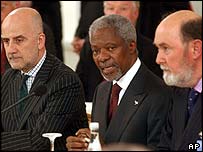 Generální tajemník OSN a představitelé kyperských Řeků a Turků