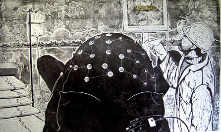 Hand cut lino prints by Emily Johns. Images courtesy of the artist