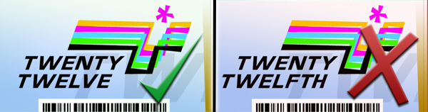 Comparison of the Twenty Twelve ticket and a fake ticket
