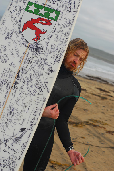 Snapped. Sig, downcast, as another leash goes 2 piece. Check the Wedding Board detail. Batchers in Hawaii put us onto this idea, this time of the recent occasion of Mr and Mrs Doherty. J 07