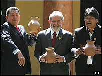 Hugo Chávez, Lula e Evo Morales