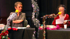 Mat Frazer and Liz Carr on opposing teams for the Christmas quiz