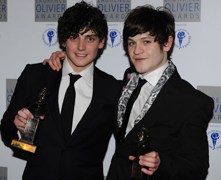 Aneurin Barnard and Iwan Rheon with their Laurence Olivier Awards © Charlie Hopkinson