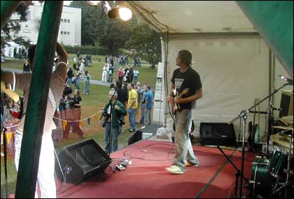 Band on stage in Priory Park Malvern