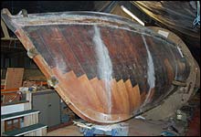 View of the lifeboat on its side