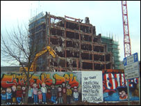 The demolition of Unity House