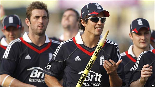 Alastair Cook celebrates England's win