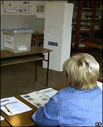 Một trạm bầu cử vắng tanh tại Kosovo