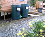 Compost bins in the garden
