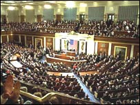 جلسه مشترک دو مجلس آمريکا برای استماع سخنرانی رييس جمهوری 